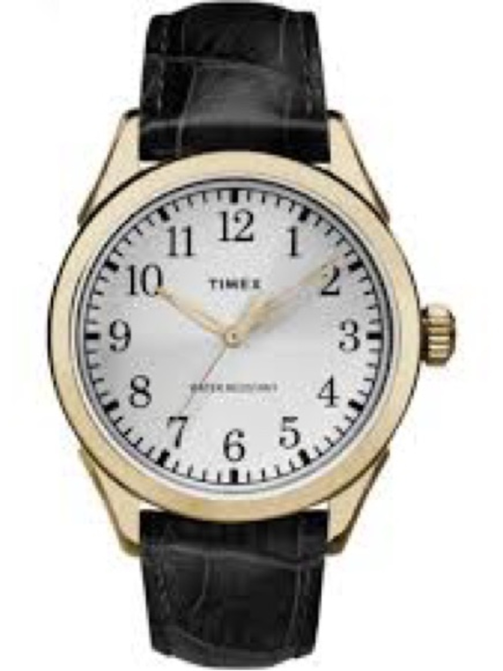 Timex Gold Tone Black Leather Strap Watch Needs Battery